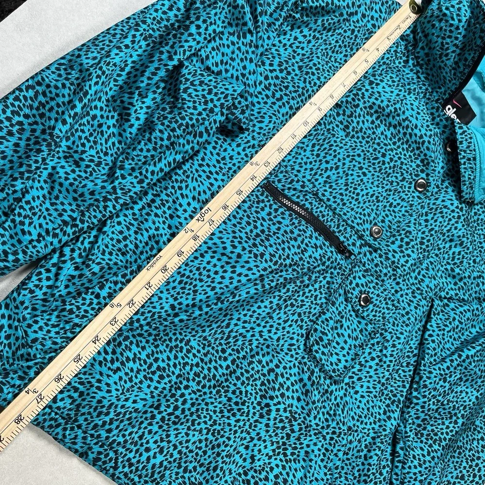 Vintage Women's Teal Snuggler Tanya Shell Leopard Ski Jacket Sz‎ M Retro Winter
